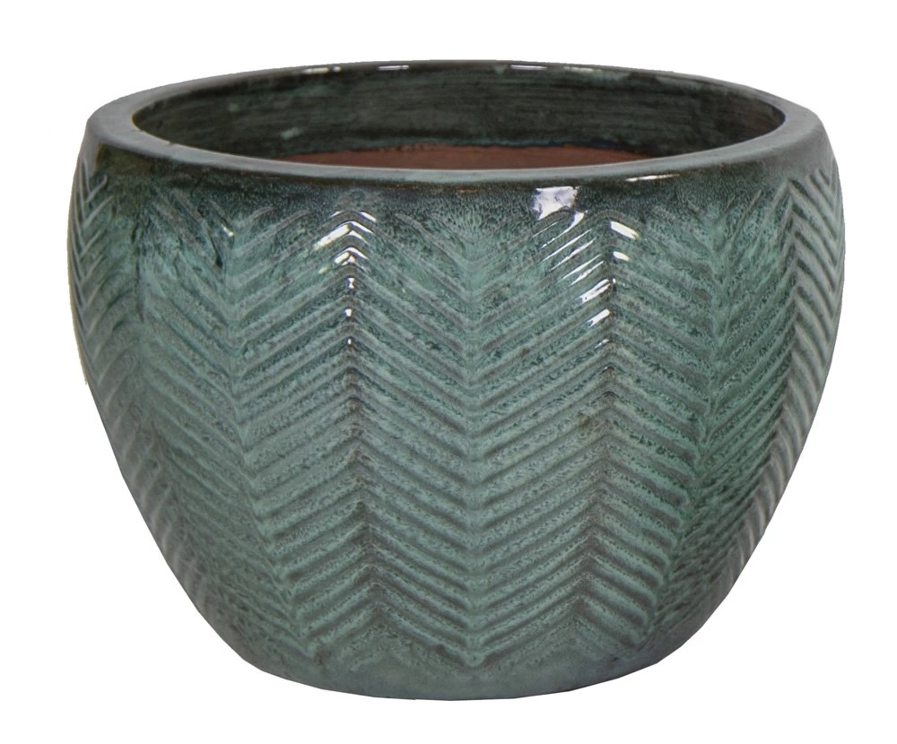 Portly Egg Fishbone Moss Green - Ø 46 X H 33 Cm