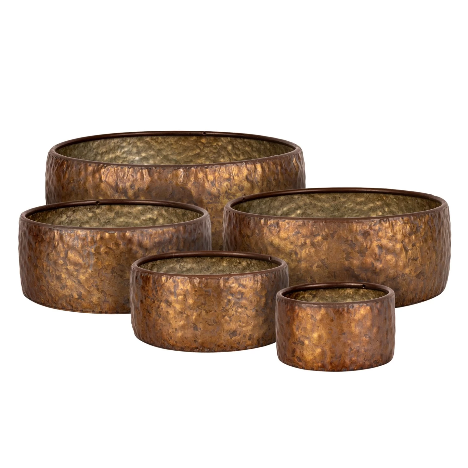 Schaal Metaal Antique Copper - Ø 30,5 X H 11,5 Cm - Afbeelding 2