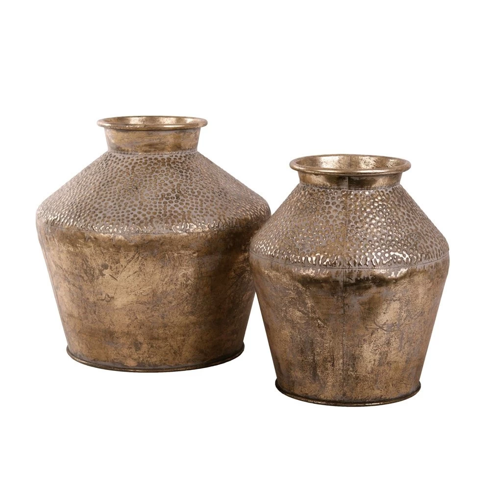 Vaas Metaal White Gold - H 39 X D 40 Cm - Afbeelding 2